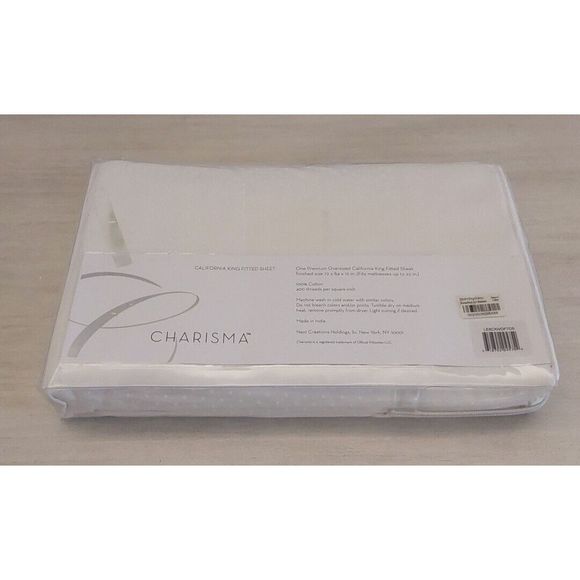 CHARISMA California King Fitted Sheet Ivory Dot Pattern 400TC 100% Cotton - Picture 6 of 11